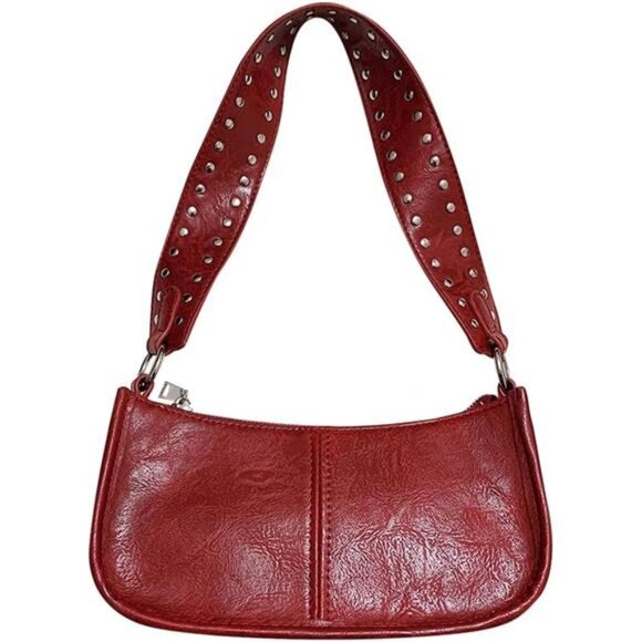 Y2K Shoulder Bag for Women Studded Crossbody Purse Small Retro Leather Handbag - Picture 1 of 7